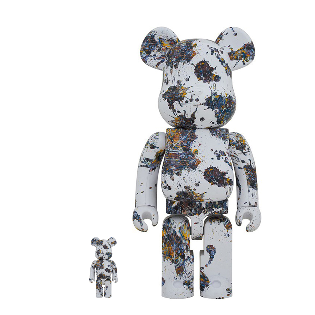 BEARBRICK JACKSON POLLOCK STUDIO SPLASH 400% & 100% - TRENDY GALLERY